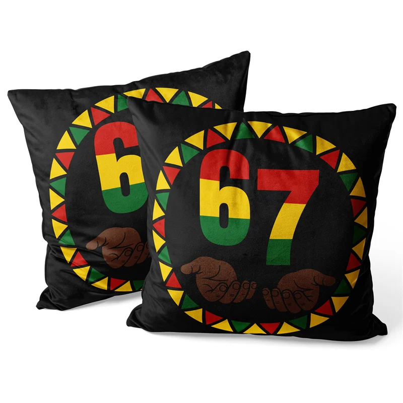 Gaslight Gatekeep Girlboss Set of 4 Black History Month Six Seven Bruh Throw Pillow Cushion Covers Pillowcases 45cm x 45cm