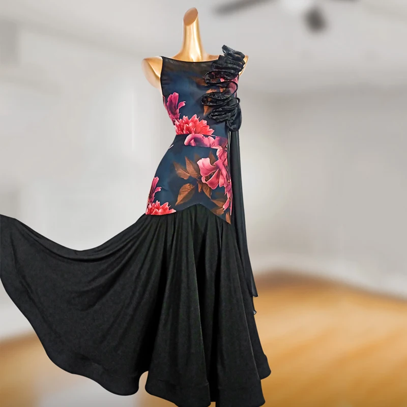 Ballroom Dance Competition Clothing For Women Sleeveless Bodysuit Swing Skirt Suit Waltz Modern Dance Performance Dress DN13839