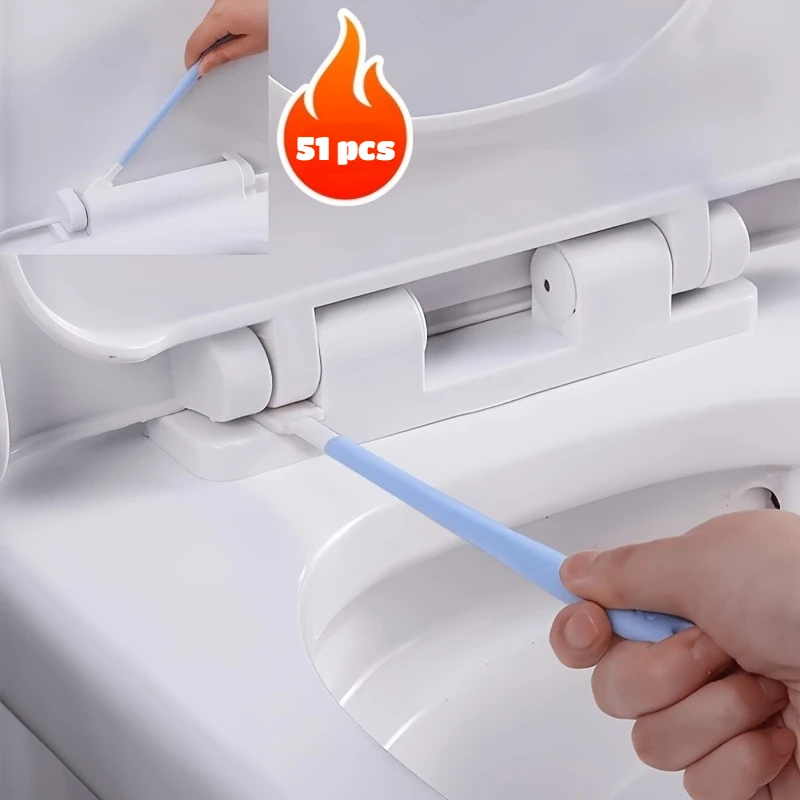 

51PCS Crevice Cleaning Brushes with 30/50-Pack Replaceable Head Multi-Surface Detail Scrub Brush Set for Toilet Kitchen Patio