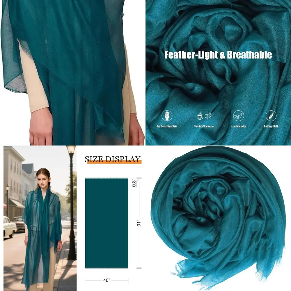 

Women's 100% Cashmere Shawl, 91x40 Lightweight Pashmina, Perfect for Travel, All-Season Wrap