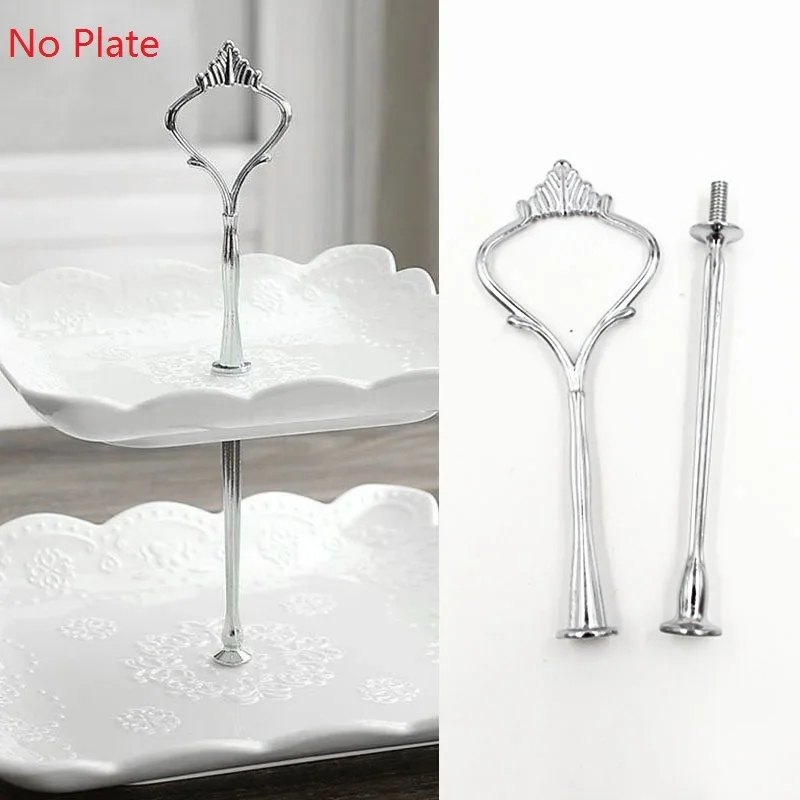 2/3 Tier Glass Stand Afternoon Tea Wedding Plates Party Tableware Golden/Silver Tier Cake Plate Stand Cupcake No Plate