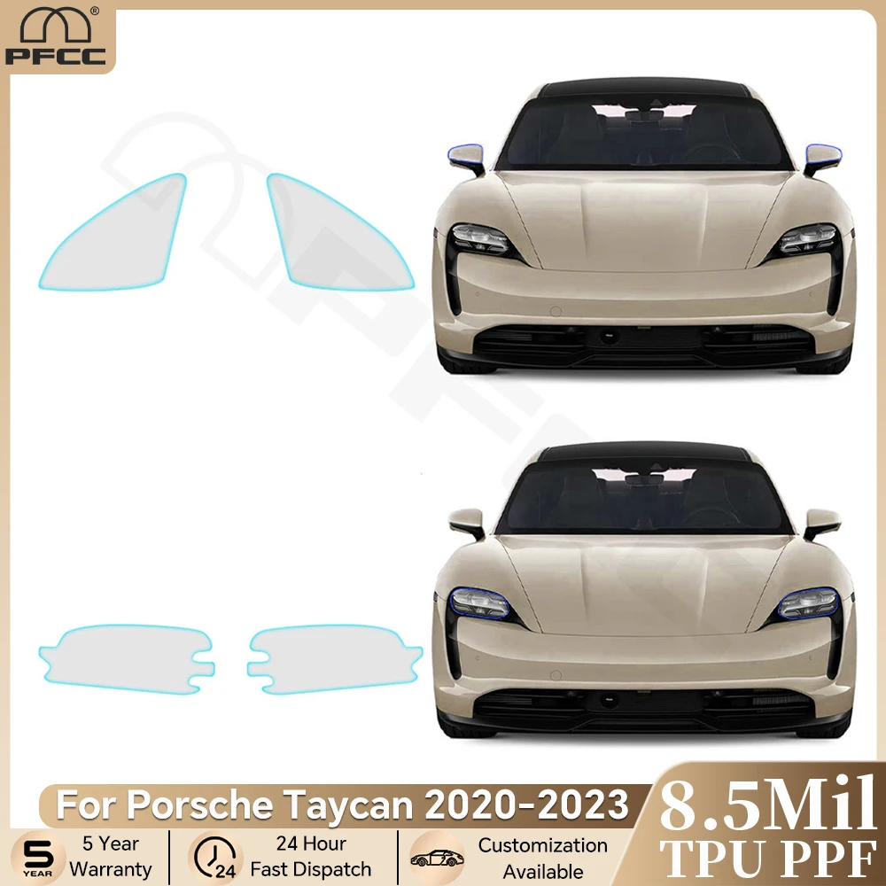 

For Porsche Taycan 2020-2023 Headlight Rearview TPU Paint Protection Film Clear Kit Anti-scratch Invisible Pre-cut PPF Resistant
