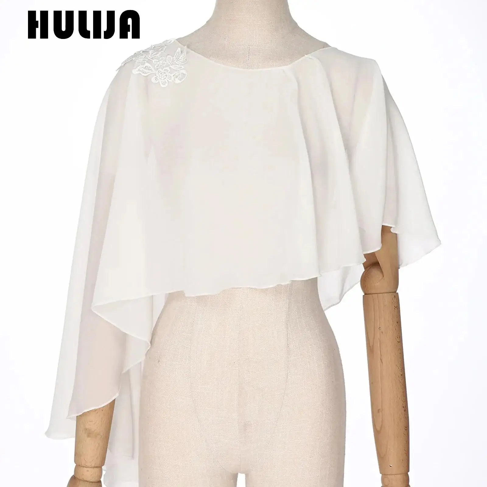 

Womens Ladies Wedding Capes Wedding Jacket Wraps Chiffon Shrug Bridal Bolero Asymmetric Long Shawl and Wraps Evening Cover Up