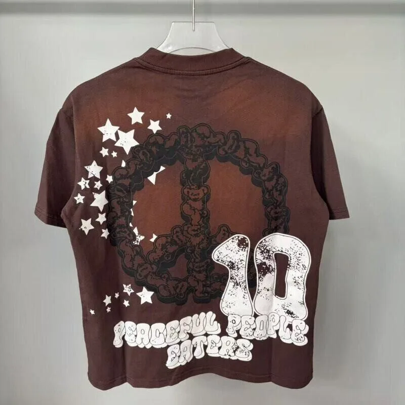 TRIPLE SEVENS Vintage Retro Graffiti Printed Vintage Washed Loose-Fitting Casual Men's and Women's Short-Sleeved T-Shirt