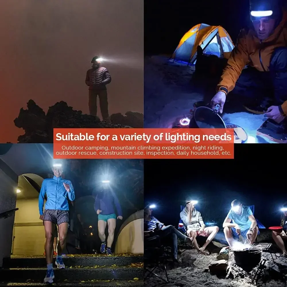 COB Floodlight Headlamp Rechargeable Super Bright Headlight 3 Mode Outdoor Waterproof Emergency Lamp For Fishing Running Cycling