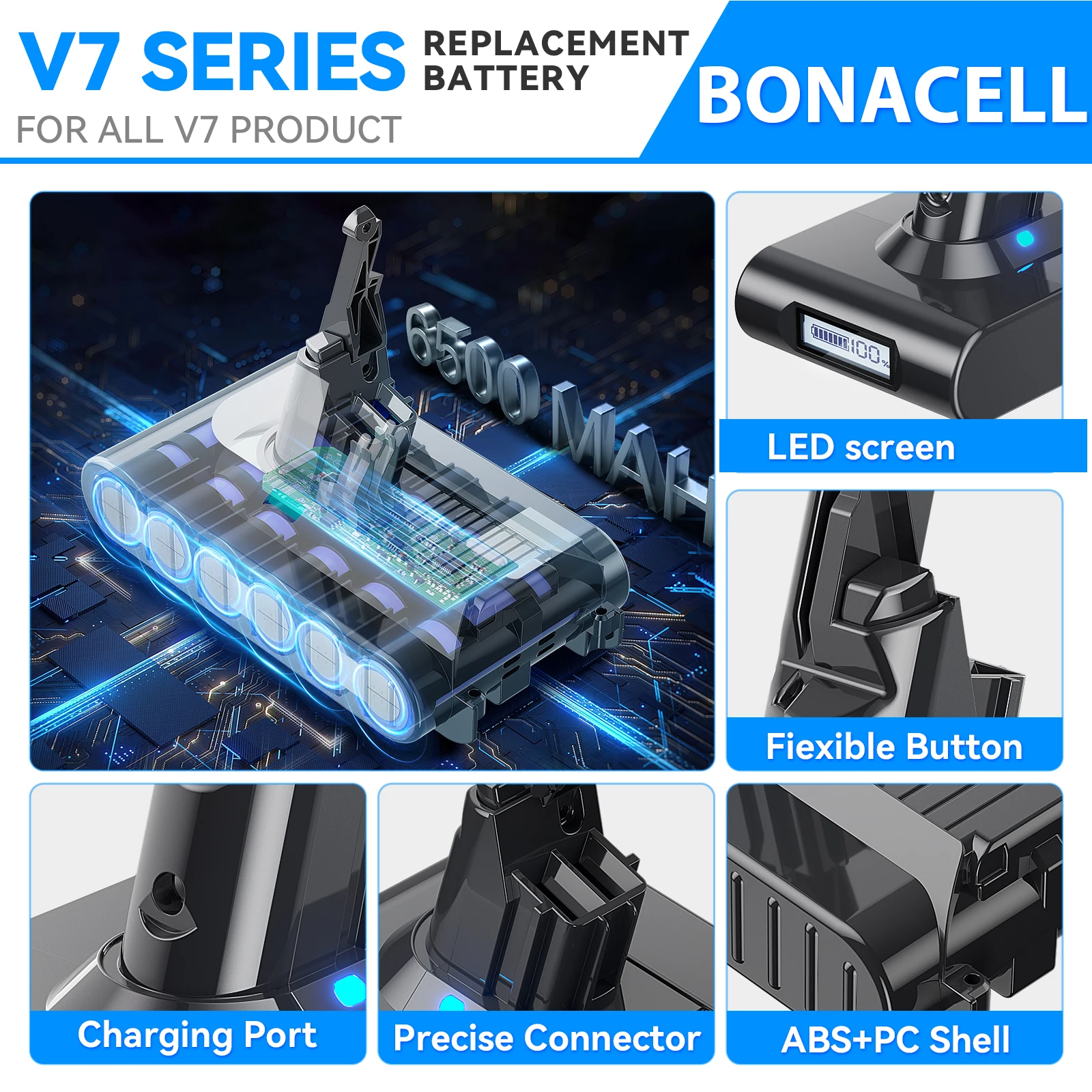 Powtree لدايسون V7 21.6 فولت 6500 مللي أمبير استبدال البطارية ل دايسون V7/SV11 موتورهيد برو أداة المكنسة الكهربائية البطارية