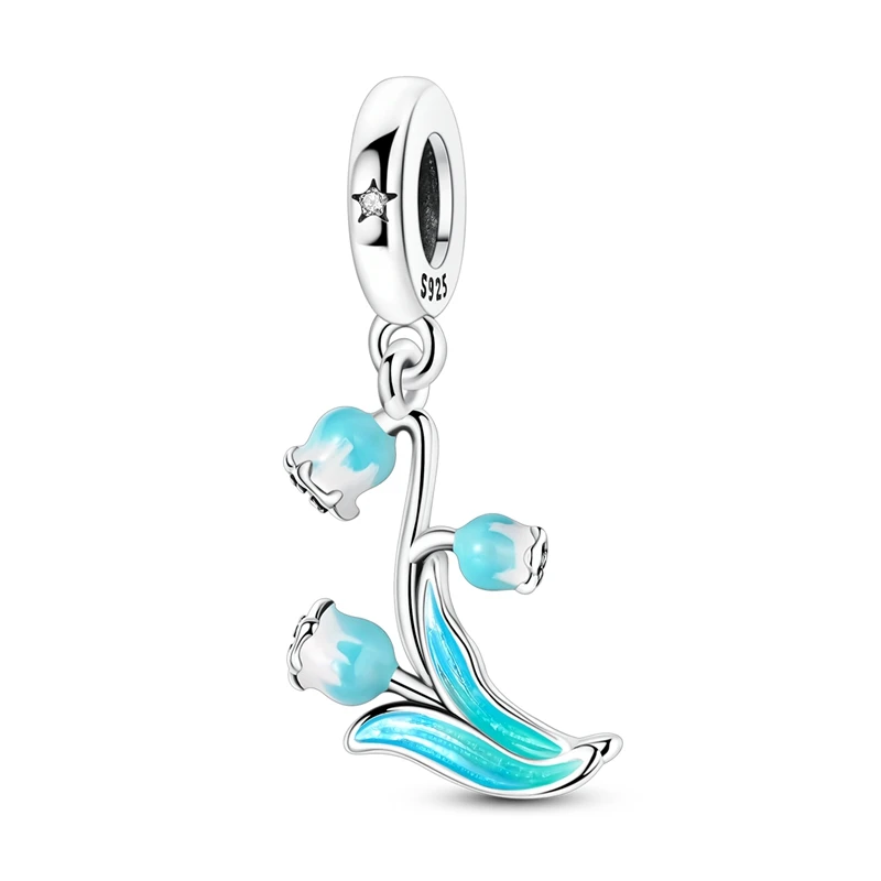 925 Sterling Silver Color Lily Of The Valley Charms Pendant Fit Original Bracelet DIY Women Valentine'S Day Jewelry Gift