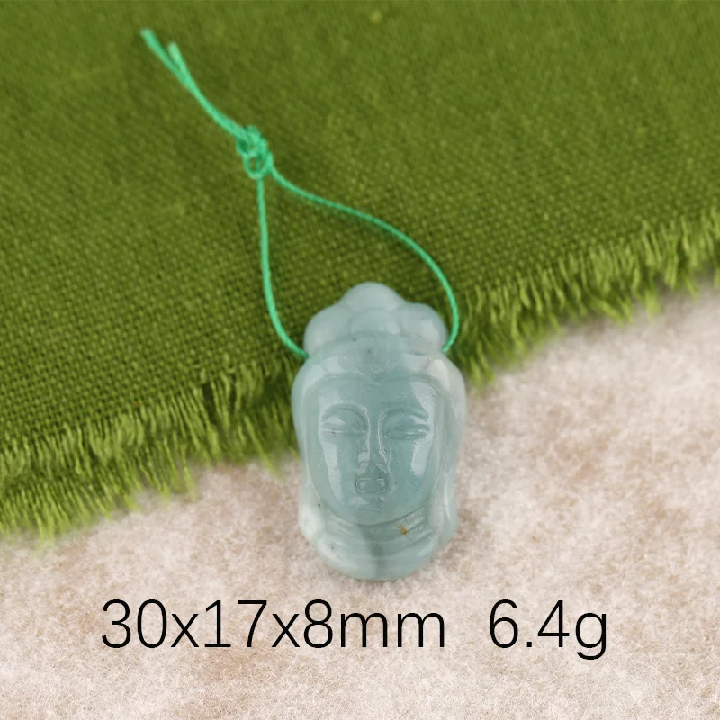 B&F Buddha's Head Pendant for Necklace Amazonite—Natural Stone Fashion Handmade Jewelry Charm Gift Accessories 30x17x8mm 6.4g