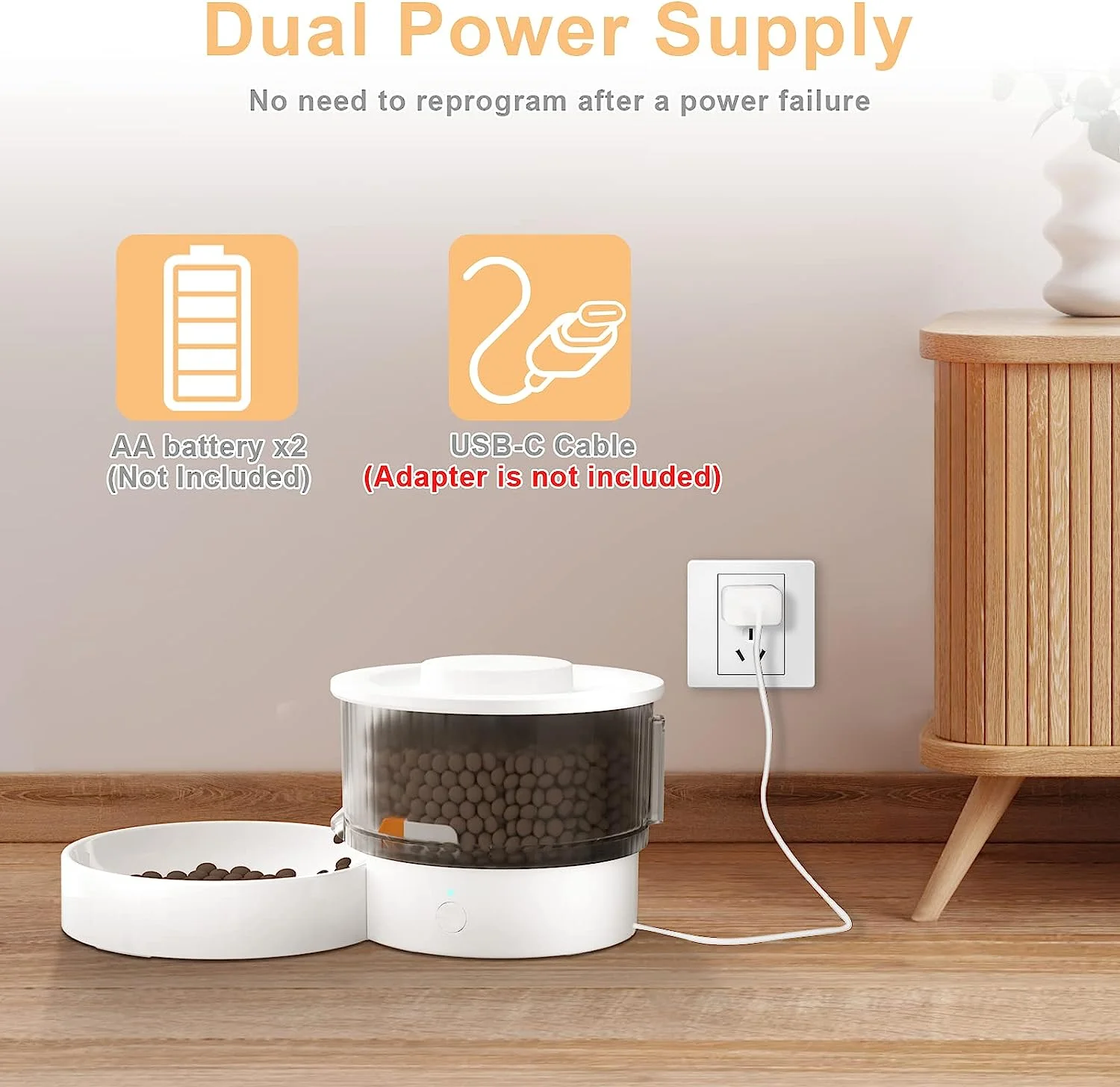 Wholesale Slow Dispensing Design Automatic Cat Feeder Smart App Controlled Pet Feeder Dual Power Timing Cat Dry Food Dispenser