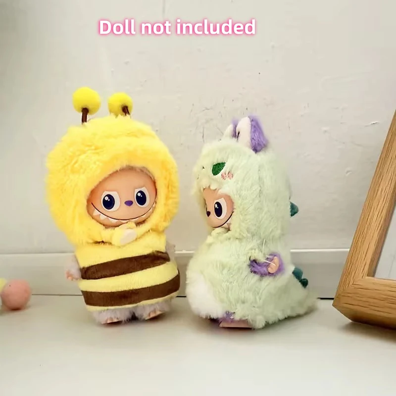 Für Labubu 4.0 Serie Mini Puppe Kleidung Cartoon Niedliche Kleine Biene Hai Plüsch Kleidung DIY Zubehör