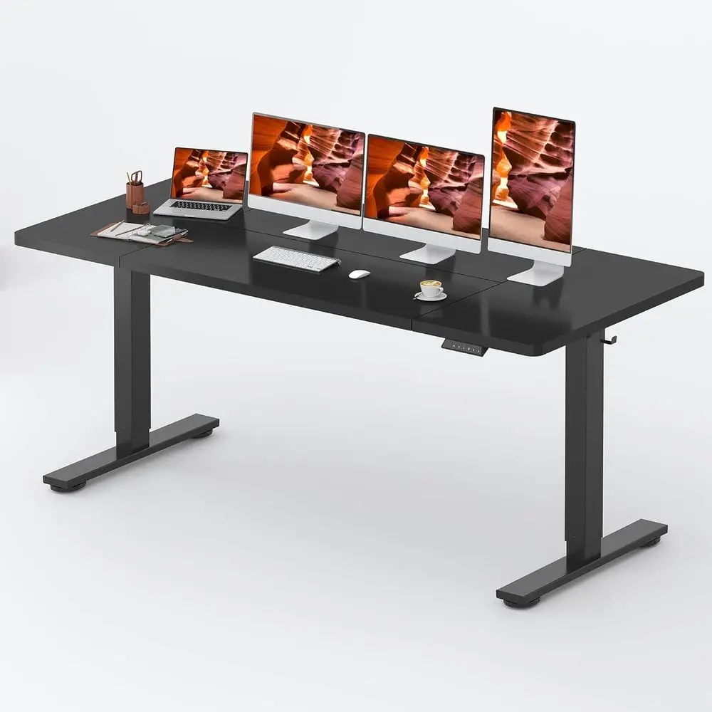 

Large 79x31 Adjustable Height Desk with Cable Management, Cup Holder & Memory Settings for Home Office