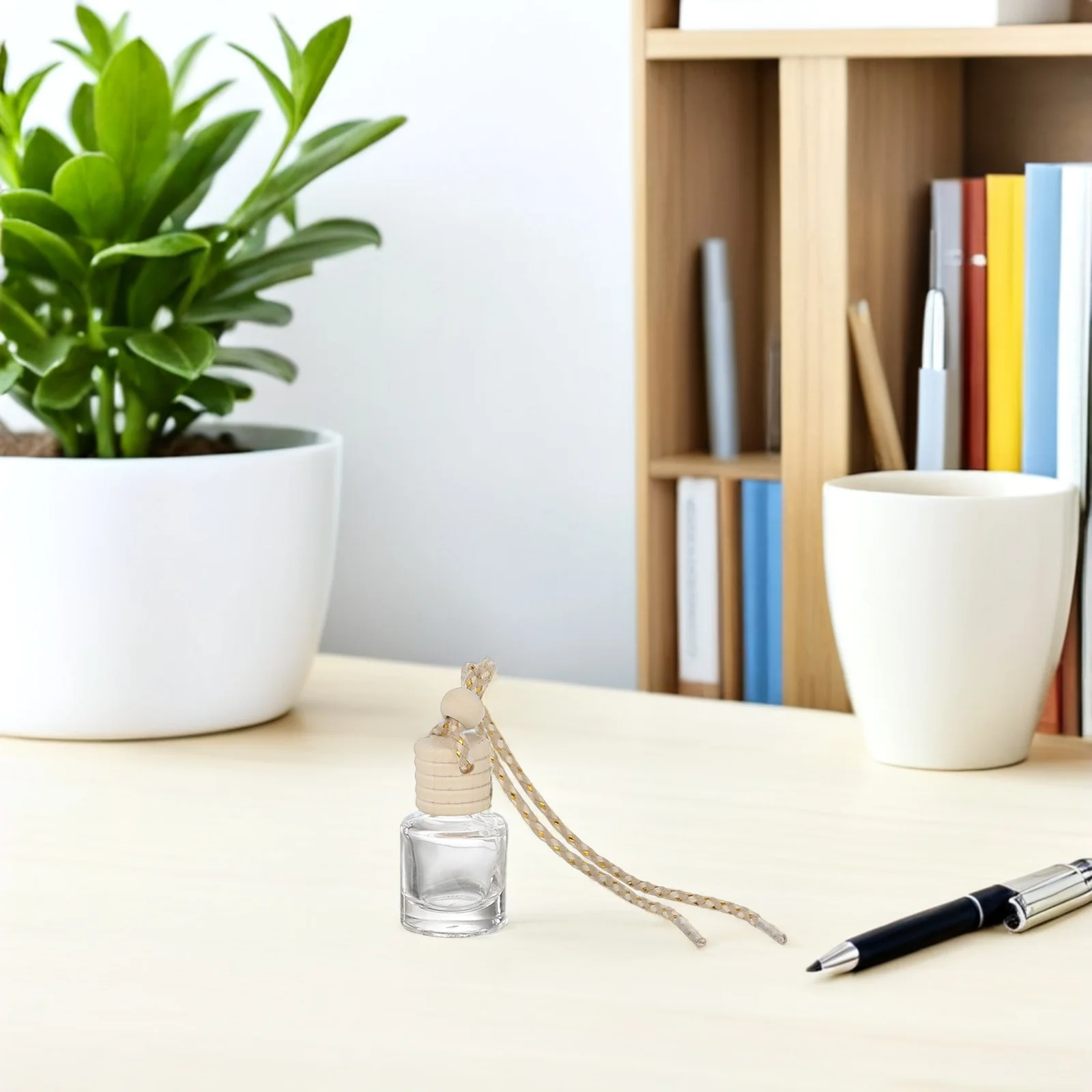 

12pcs Glass Perfume Bottle Mini Wood Cap Hanging Car Diffuser Aroma Essential Oil Travel Freshener Transparent Container