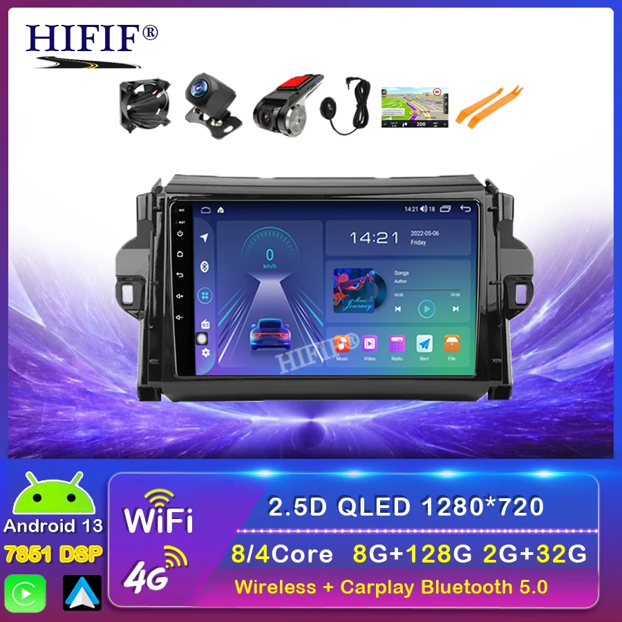 Android 13 For Toyota Fortuner 2 2015 - 2020 2 Din Car Radio Multimedia Video Player Stereo Carplay Auto 4G GPS Head Unit