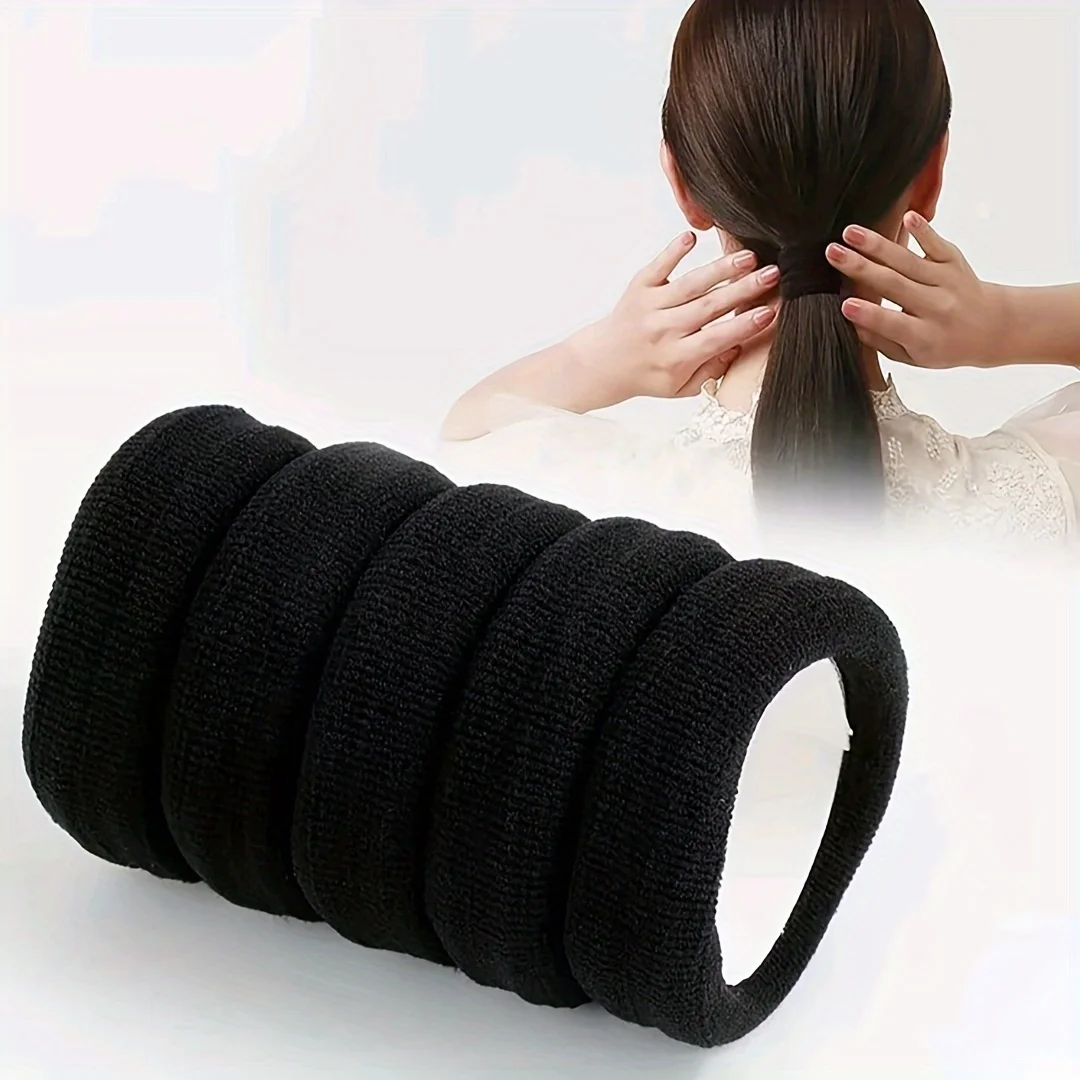 5pcs Thickened Hair Loops Solid Color Elastic Hair Ties Non Slip Ponytail Holders For Women And daily uses