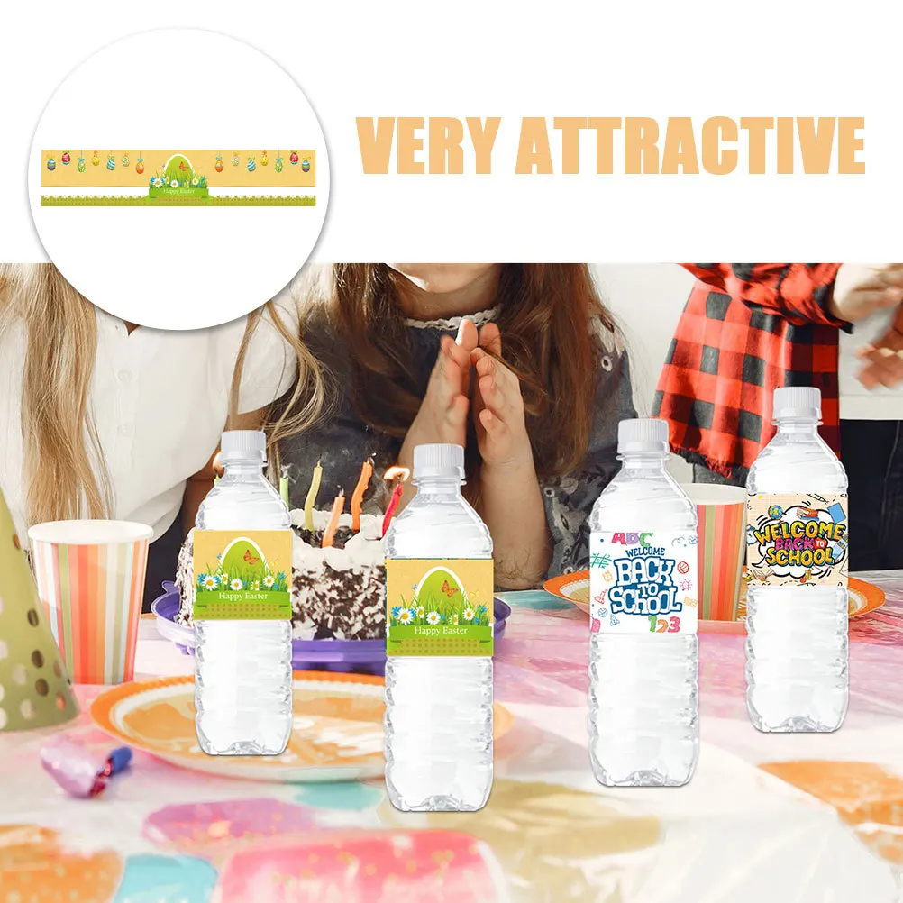 24pcs Easter Bottle Label Stickers Waterproof Decals For Wine Juice Beverage Containers Party Decorations Unique Design