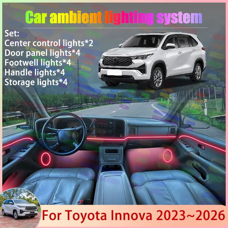 

For Toyota Innova AG10 MK3 2023~2026 2024 2025 2/18 in 1 Car Atmosphere Light Lamp RGB Shade Ensemble Streamer Atmosphere Set