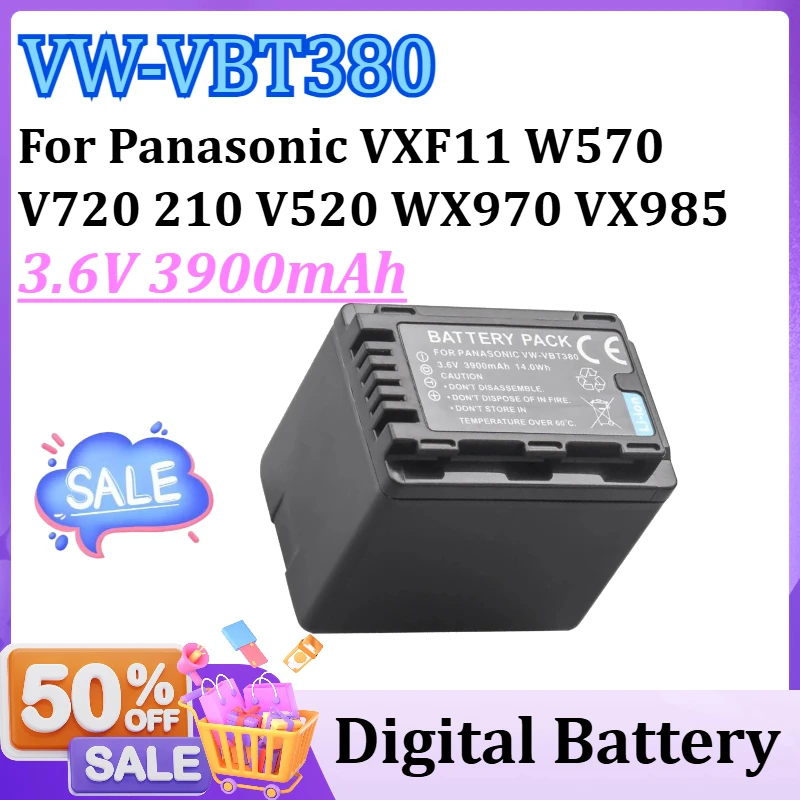 

VW-VBT380 VBT380 3.6V 3900mAh Power Battery for Panasonic VXF11 W570 V720 210 V520 WX970 VX985 W850 V110 VX870 VX980 W580