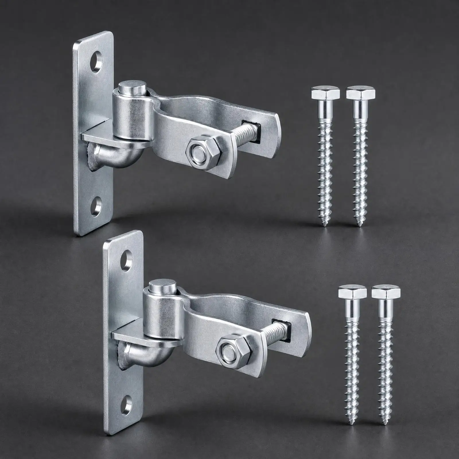 4 Pieces Heavy-Duty Wall-Mounted Gate Hinge Long-Lasting Adjustable Gate Hinge with Threaded Clamp for Farm Gates