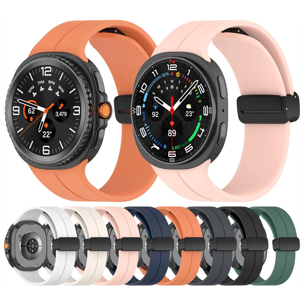 Tali Silikon untuk Jam Tangan Samsung Galaxy 8 / 8 Tali Jam Tangan Gesper Lipat Magnetik Olahraga Tali Klasik
