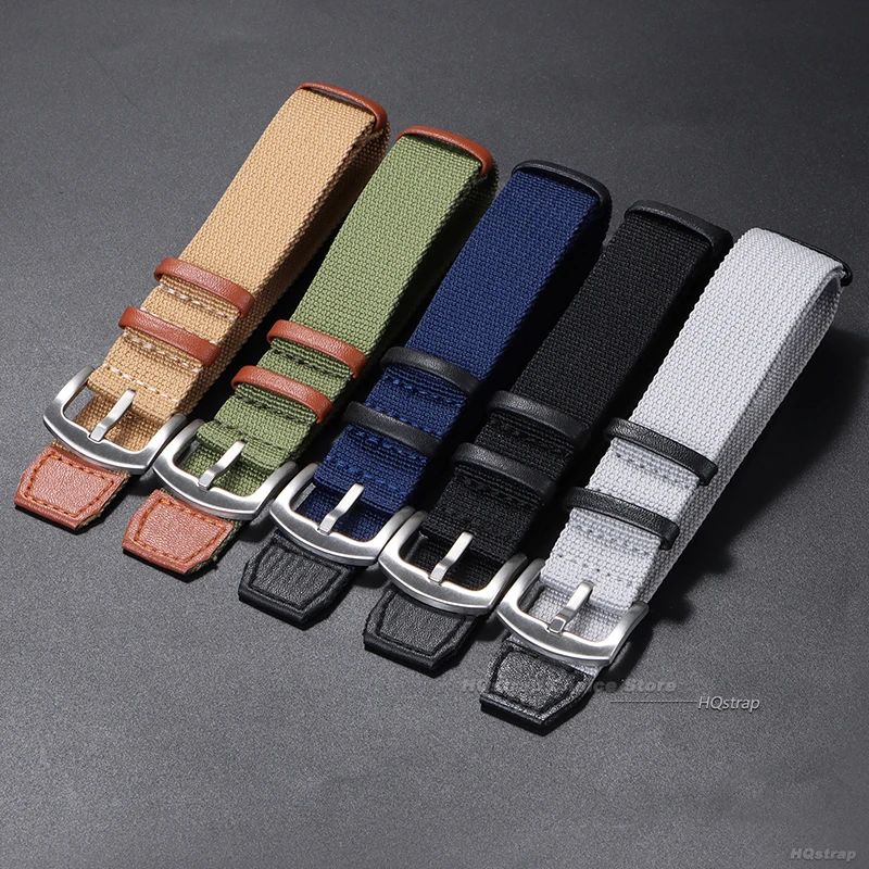 Ребристый ремешок для военных сменных ремешков для часов 20 мм 22 мм нейлоновый кожаный ремешок премиум-качества для Hamilton Khaki Field