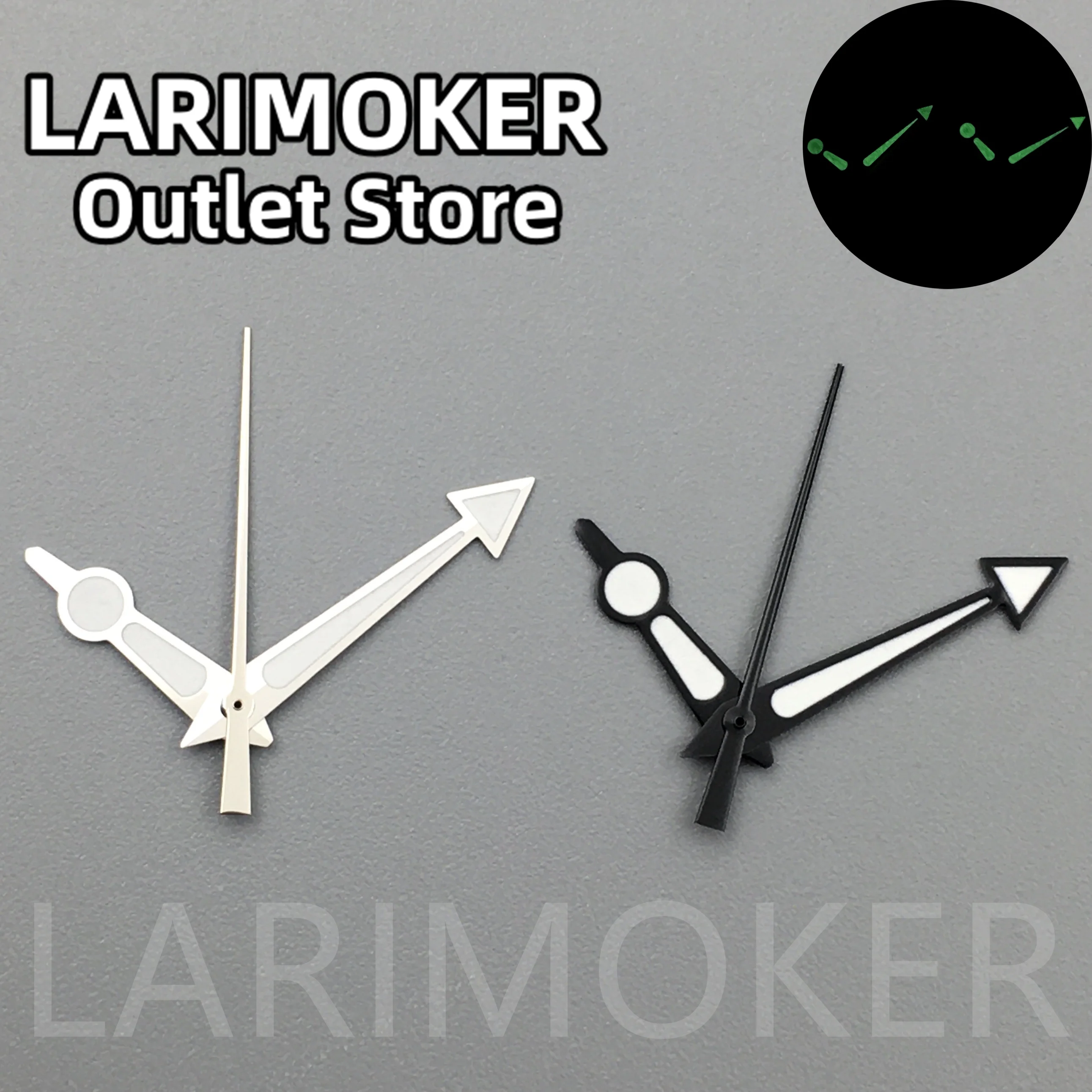 LARIMOKER 실버 블랙 시계 핸드, 그린 야광 핸드, NH35 NH36 무브먼트 워치에 적합