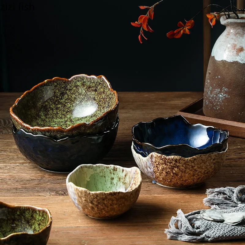 

Flame-Killed Ceramic Bowl Irregular Fruit Salad Bowl Dessert Snack Bowl Pasta Bowls Serving Bowls Molecular Cuisine Tableware