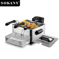 Houselin Electric Deep Fryer with Lid 5 Liters Capacity, Temperature Control,View Window,Three Frying Baskets,2000W