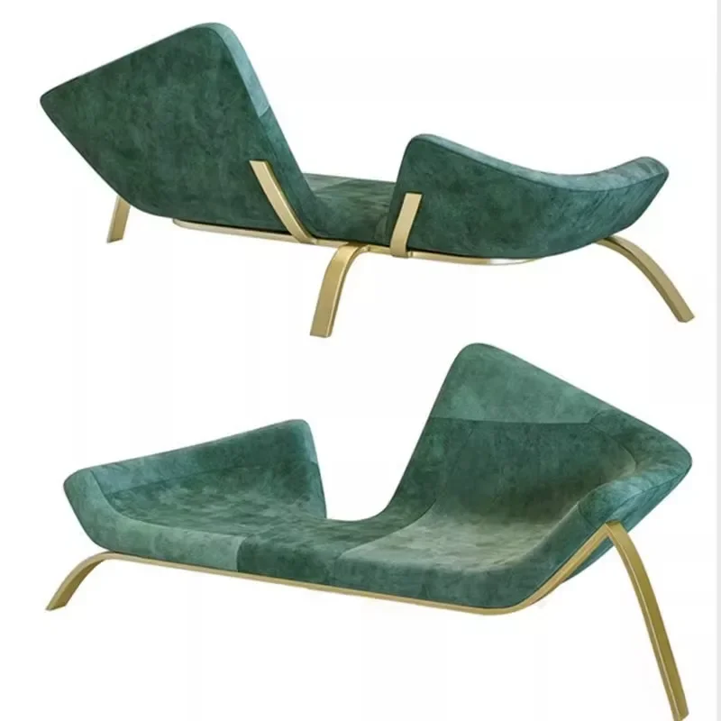 

Reclining chair metal wrought iron living room reception leather, casual special-shaped hardware sofa chair