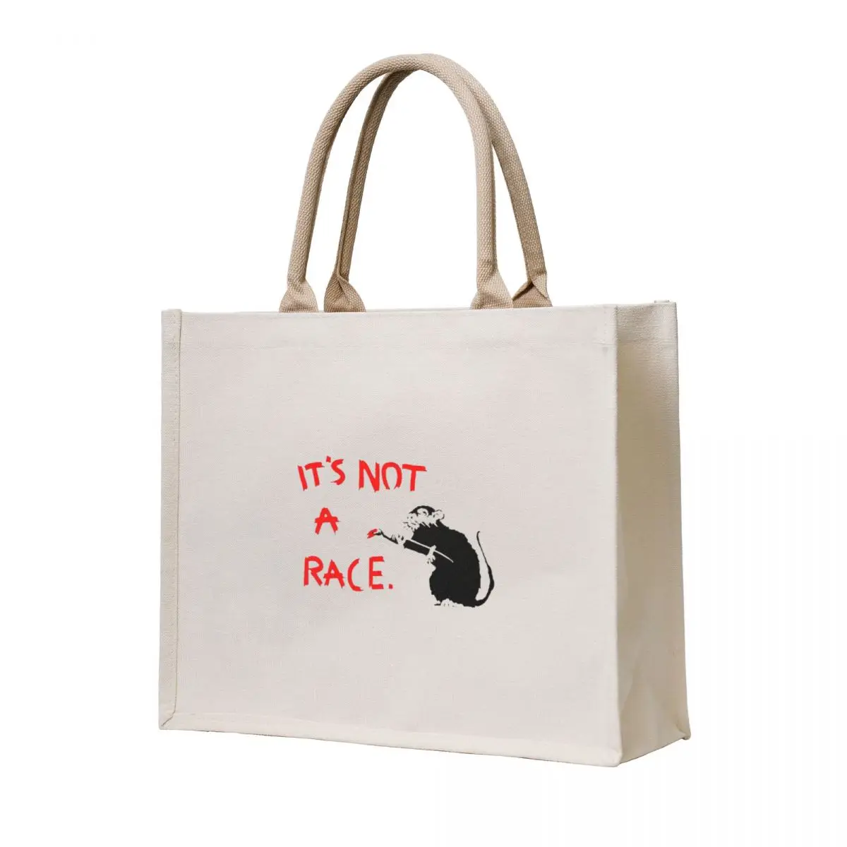 

Banksy Its Not a Rat Race Tote Bag Women's shopping bag cloth bag woman Candy bags