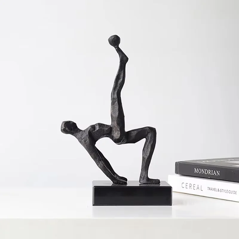 

Bicycle Kick Player Statue Iron Abstract Sculpture Modern Home Decor