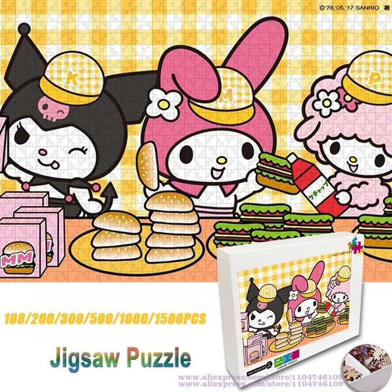

Sanrio Puzzle Jigsaw Anime Characters Kuromi My Melody and Sister 108/200/300/500/1000/1500Pcs Intelligence Puzzles with Box