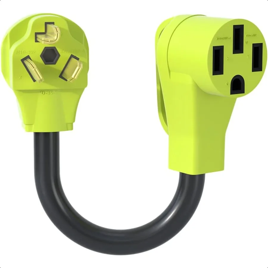 

NEMA 1030P to 1450R EV Adapter 30Amp Dryer Plug to 50Amp EV Charger Adapter Cord for Level 2 Charging Compatible with EV 10AWG