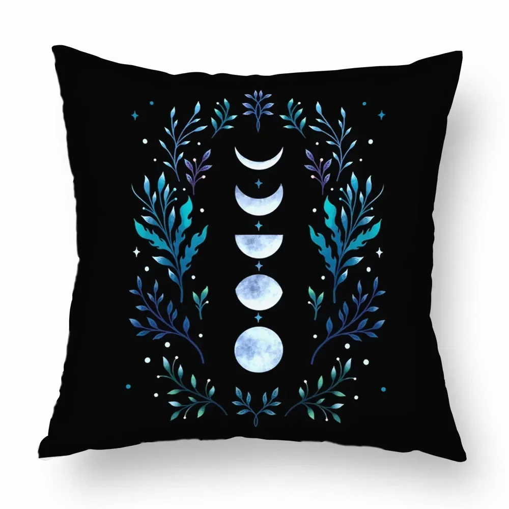 VIKAMA  Moon Phases & Magical Creatures Pillow Covers Pattern Cushion Cover Suitable For Sofa Bedroom Car Pillow Cover Decor