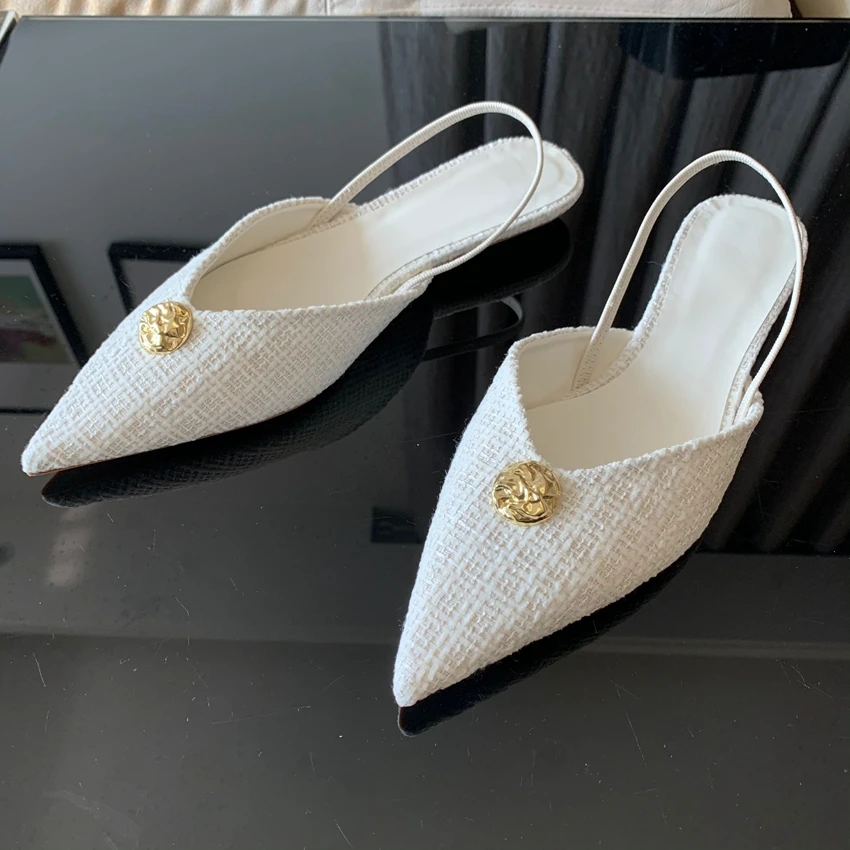 2025 New Brand Women Sandal Fashion Pointed Toe Shallow Slip On Ladies Elegant Slingback Shoes Thin Low Heel Pumps view 3