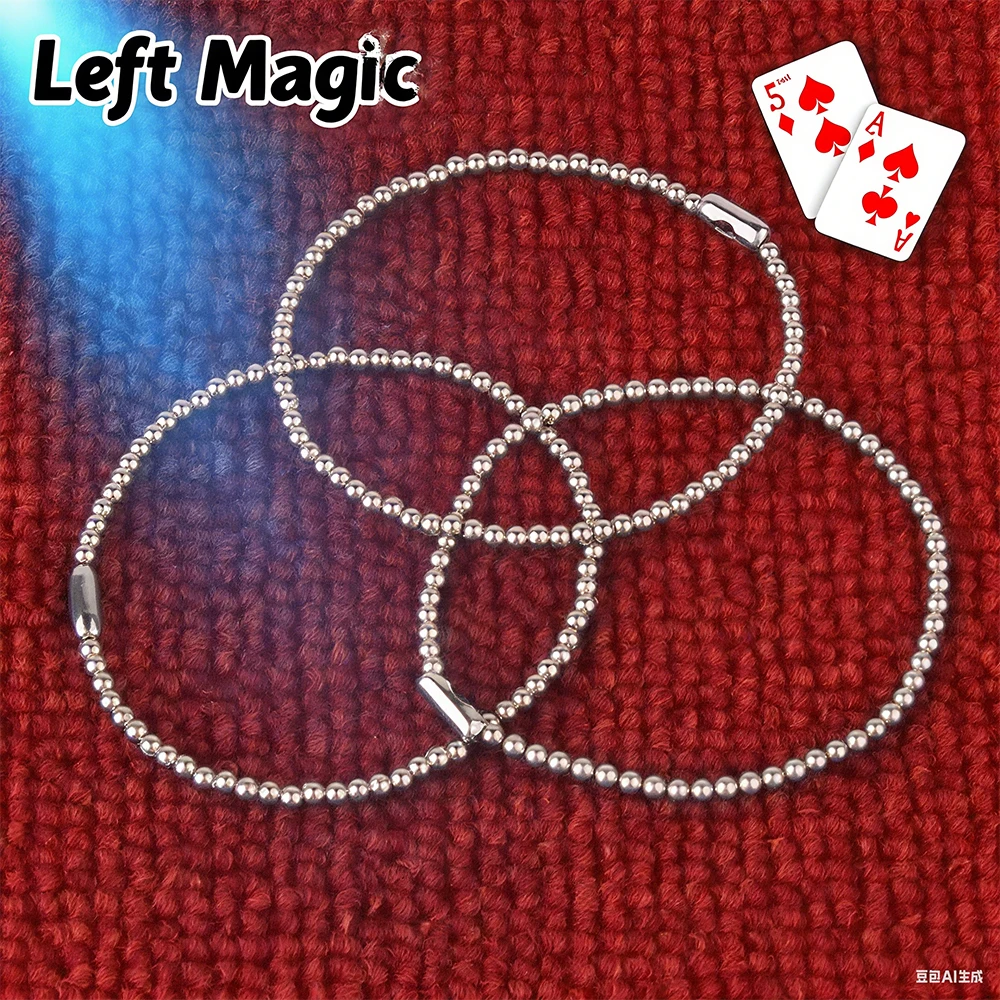 Divertente catena molecolare Trucco magico Anelli di collegamento automatico Anelli metallici autoportanti Illusione per il mentalismo di strada da vicino