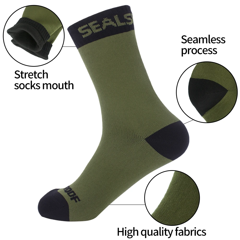 SEALSHELL Waterproof Socks，Hiking Fishing Cycling Skiing Wading Camping Winter Warm Sport Socks for Men and Women