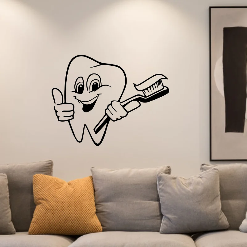 

1 PC Cartoon Thumbs-up toothpaste toothbrush Style Dental health wall stickers Vinyl Stickers For Kids Rooms Wall Art Decal 468