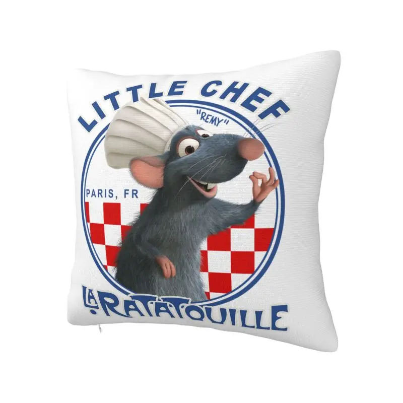 Nordic Style Little Chef Ratatouille Remy Cushion Cover 40x40cm Velvet Pillow Case for Car Square Pillowcase Decoration