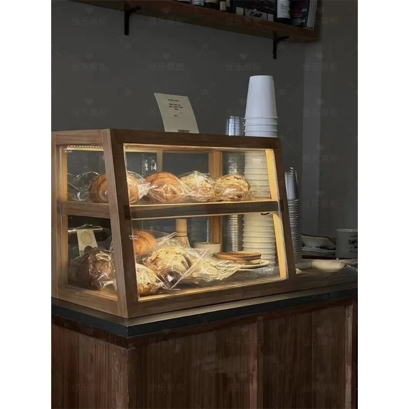 

Dessert Cabinet Bar Counter Small Glass Display Cabinet Solid Wood Bread Cabinet