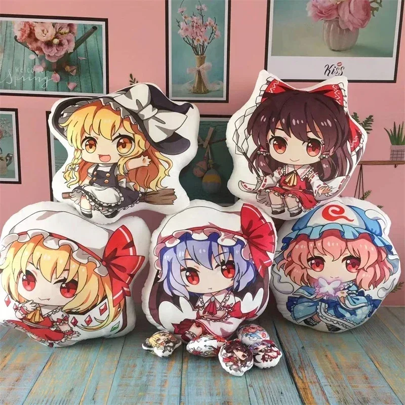 Anime Touhou Project Smoke Stuffed Pillow Dolls Hakurei Reimu Kirisame Marisa Plush Cushion Home Sofa Decoration Kids Gift Toys