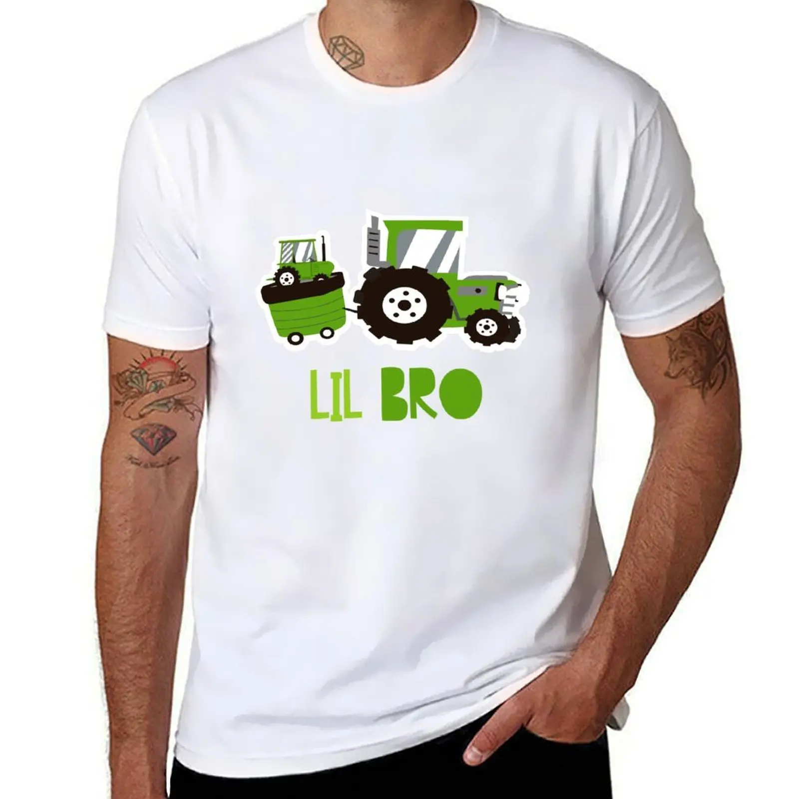 

Little Brother With Tractor Farmer T-Shirt cotton t shirt man man t shirts cotton T-Shirt