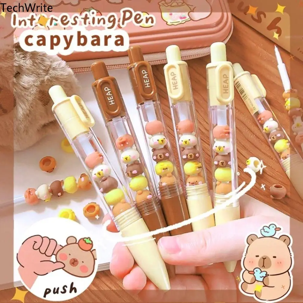 

Cartoon Interesting Capybara Gel Pen Writing Kawaii Cute Beads Pen Black Ink Aesthetic 0.5mm Gel Pen Kids