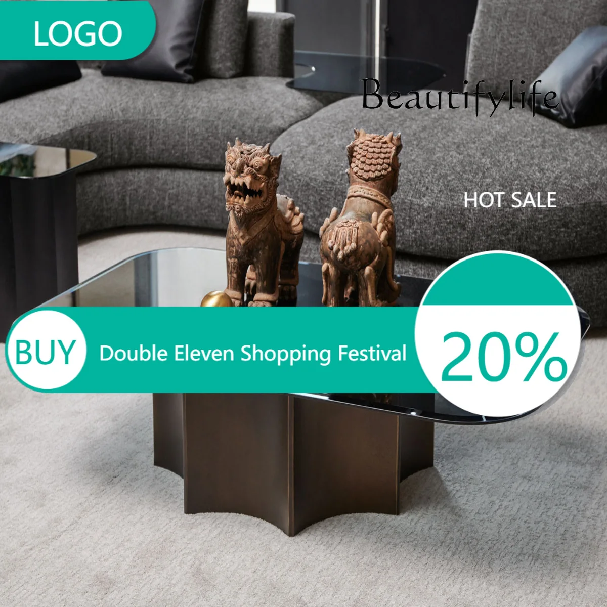 

T Italian Minimalist Tempered Glass Transparent Coffee Table High-end Custom Stainless Steel Modern Light Luxury Tea Table