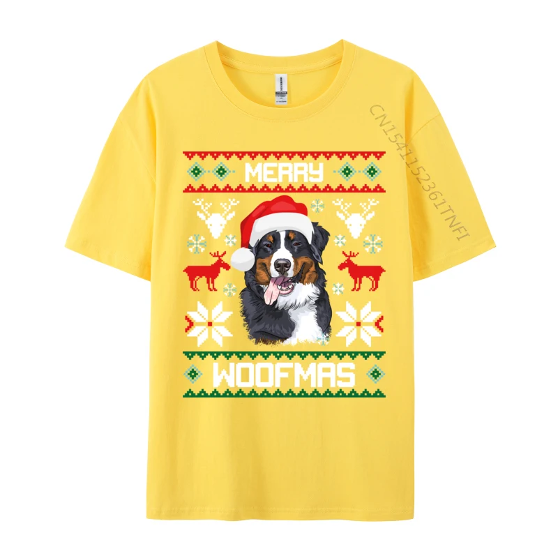 T-shirt unisexe en coton de qualité supérieure pour adultes, chien de montagne bernois pour joyeux Noël, cadeau de Noël