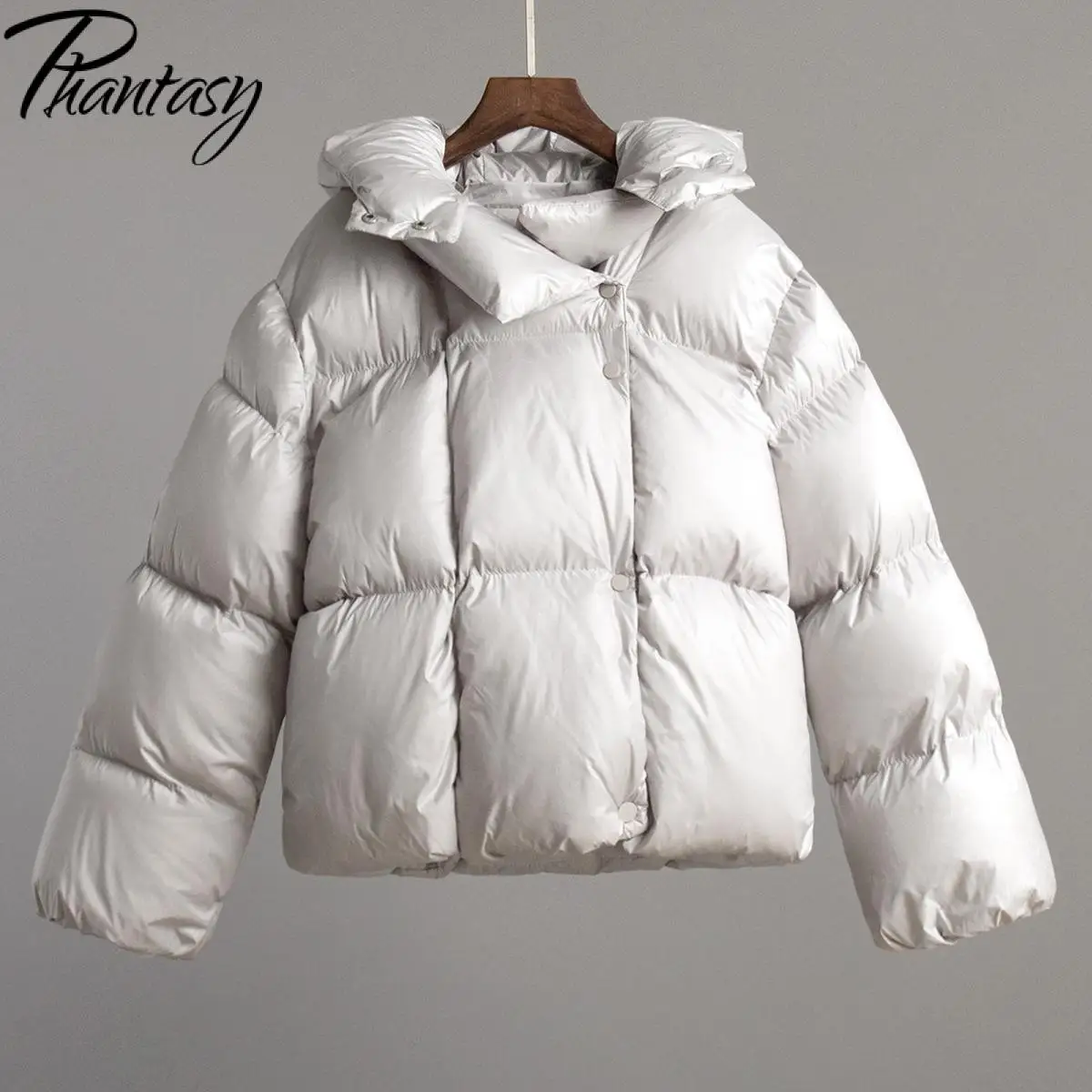 فانتاسي جديد الخريف الشتاء معطف دافئ سترة سميكة معطف طويل الأكمام وسادة مبطنة الإناث الشارع موضة هوديس الملابس خمر #6