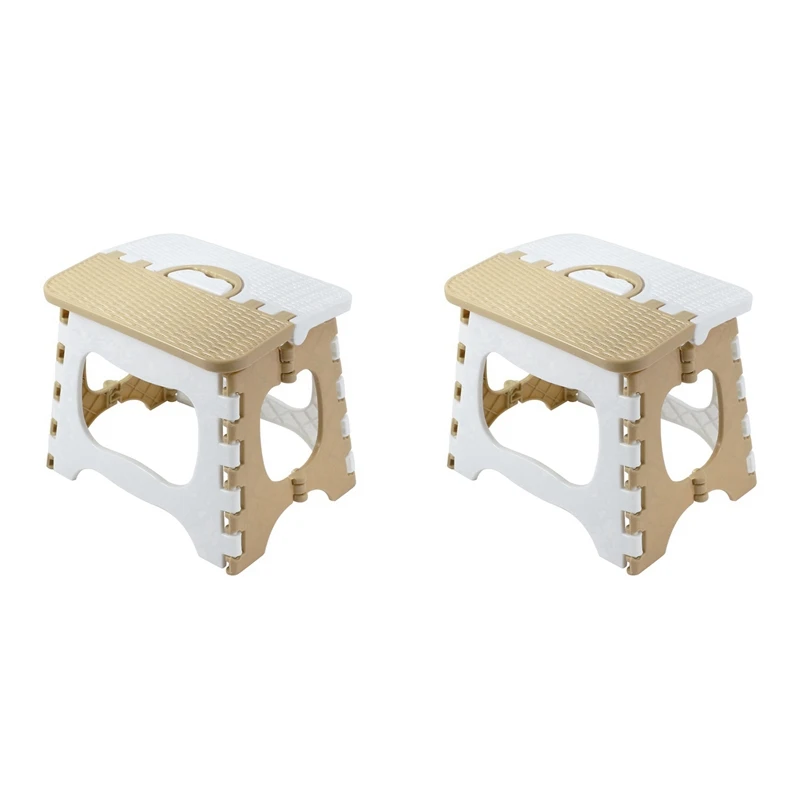 

2X Plastic Folding Stool Thickening Chair Portable Home Furniture Children Convenient Dining Stool-Coffee + White