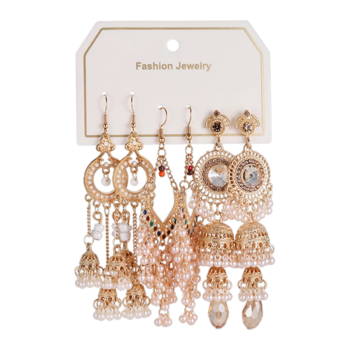 البوهيمي الوردي الخرز كريستال شرابة القرط للنساء 2026 مجموعة جديدة خمر الذهب اللون جولة على شكل قلب استرخى أقراط مجوهرات