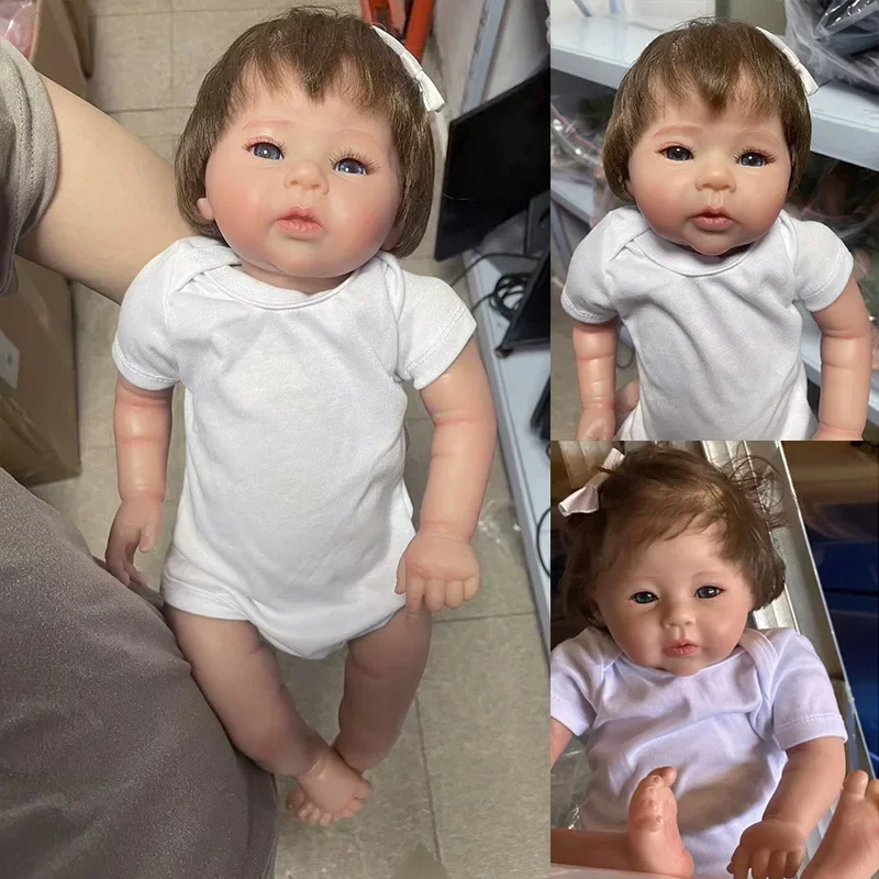 

50cm Raven Already Painted Finished Reborn Doll Lifelike Soft Touch Baby Girl Doll with Rooted Haiir 3D Skin Visible Veins