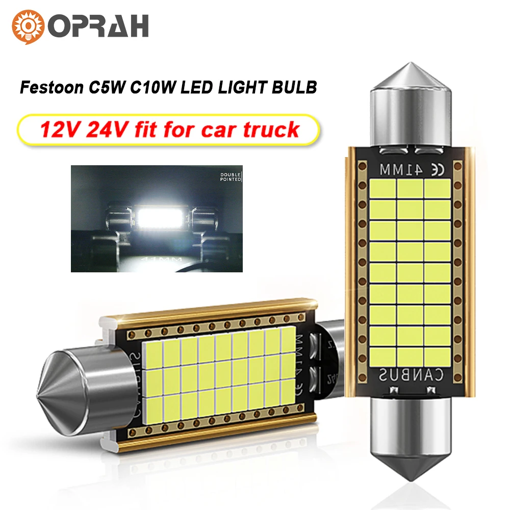 

2/10pcs C10W C5W LED Canbus Festoon 31mm 36mm 39mm 41mm For Car Truck Interior Reading Light License Plate Lamp No Error 12V 24V
