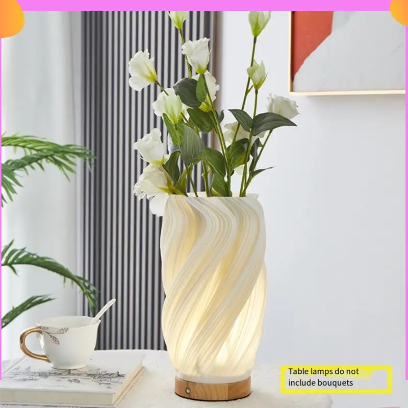

A23P Bedside Lamps For Nightstand Lamp Vintage Striped Small Night Light Vase Design Rechargeable Light